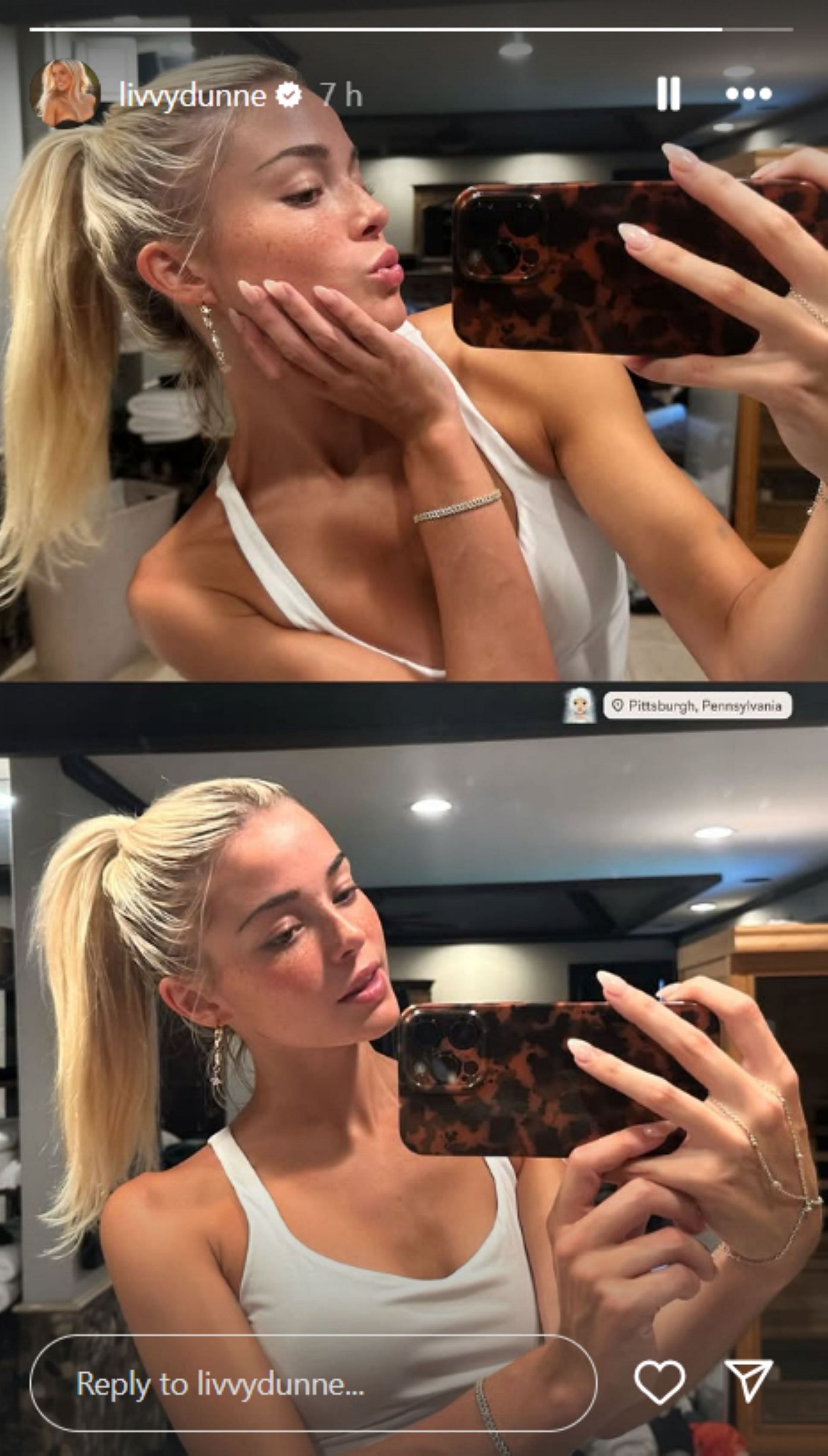 Dunne turns heads in casual wear; Instagram - @livvydunne